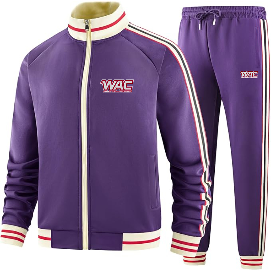 Men's Western Athletic Conference  Tracksuit with Bold Striped Accents and Zippered Front